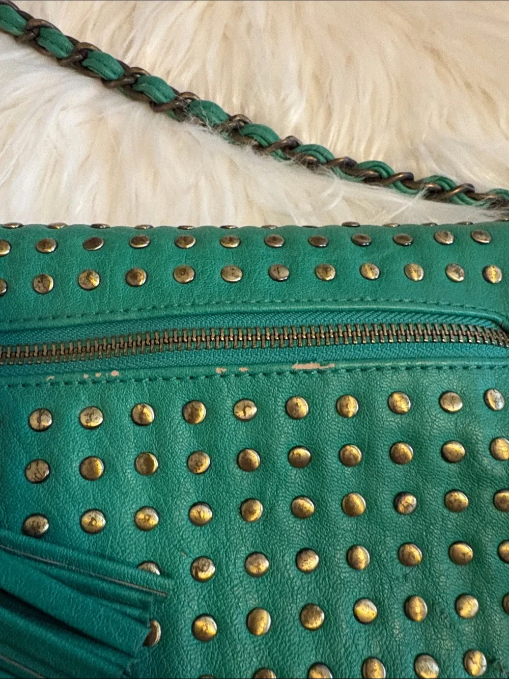 Urban Expressions Emerald Green Studded Crossbody Bag